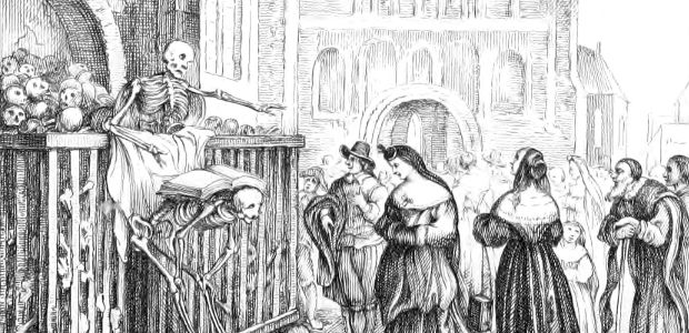 Death is checking his list twice in this illustration from Death's Doings.