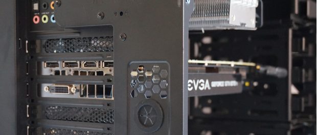 It sounds obvious, but you'll need your display outputs poking out the back in order to connect up your monitor.