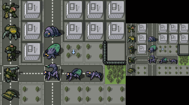 One of the earliest mockups of Into the Breach's presentation