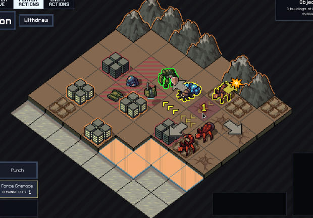 A mockup for how icons showing how units will be pushed.