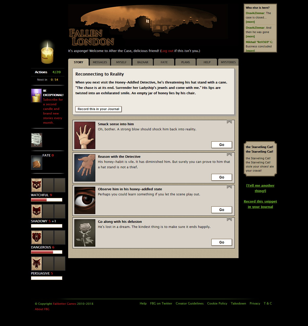 Fallen London redesign spruces up the horror, the horror Rock Paper