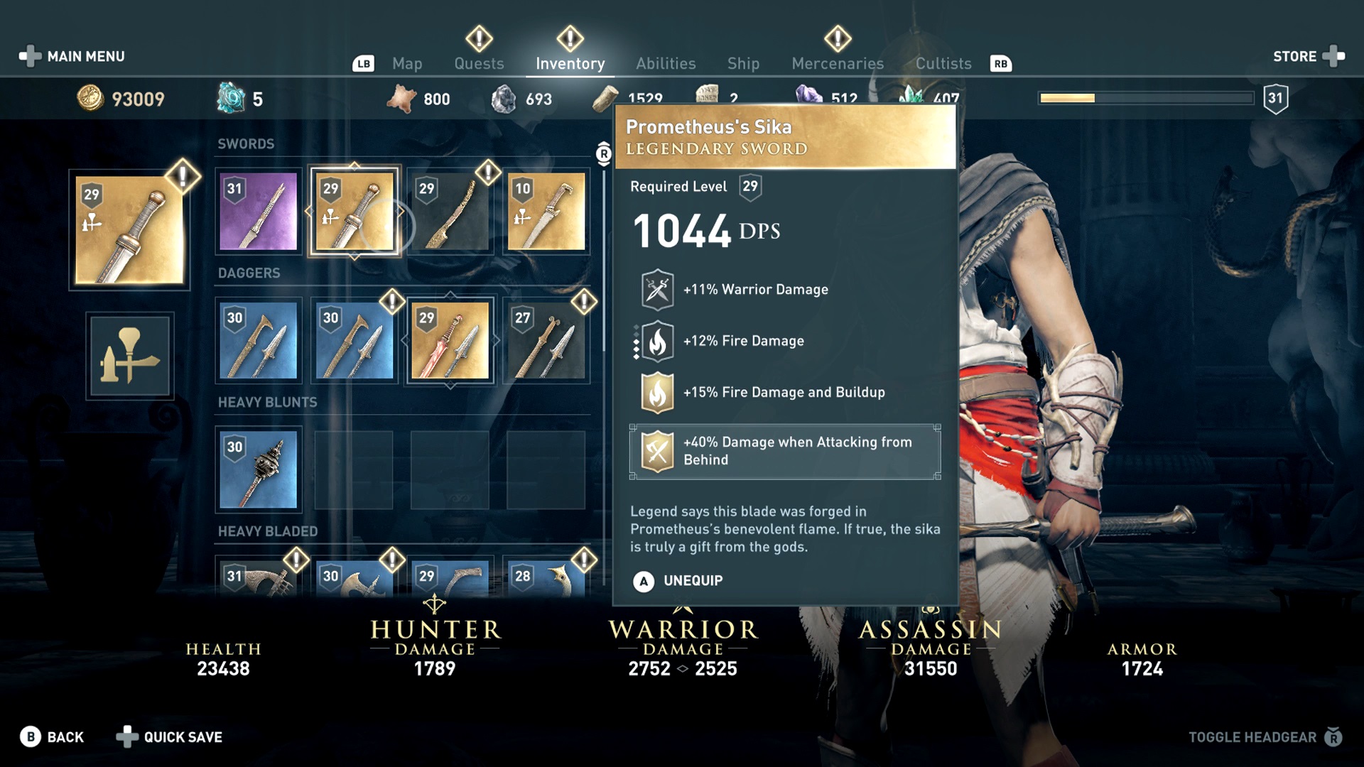 Assassin S Creed Odyssey Inventory How To Get The Best Weapons Legendary Armour Rock Paper Shotgun