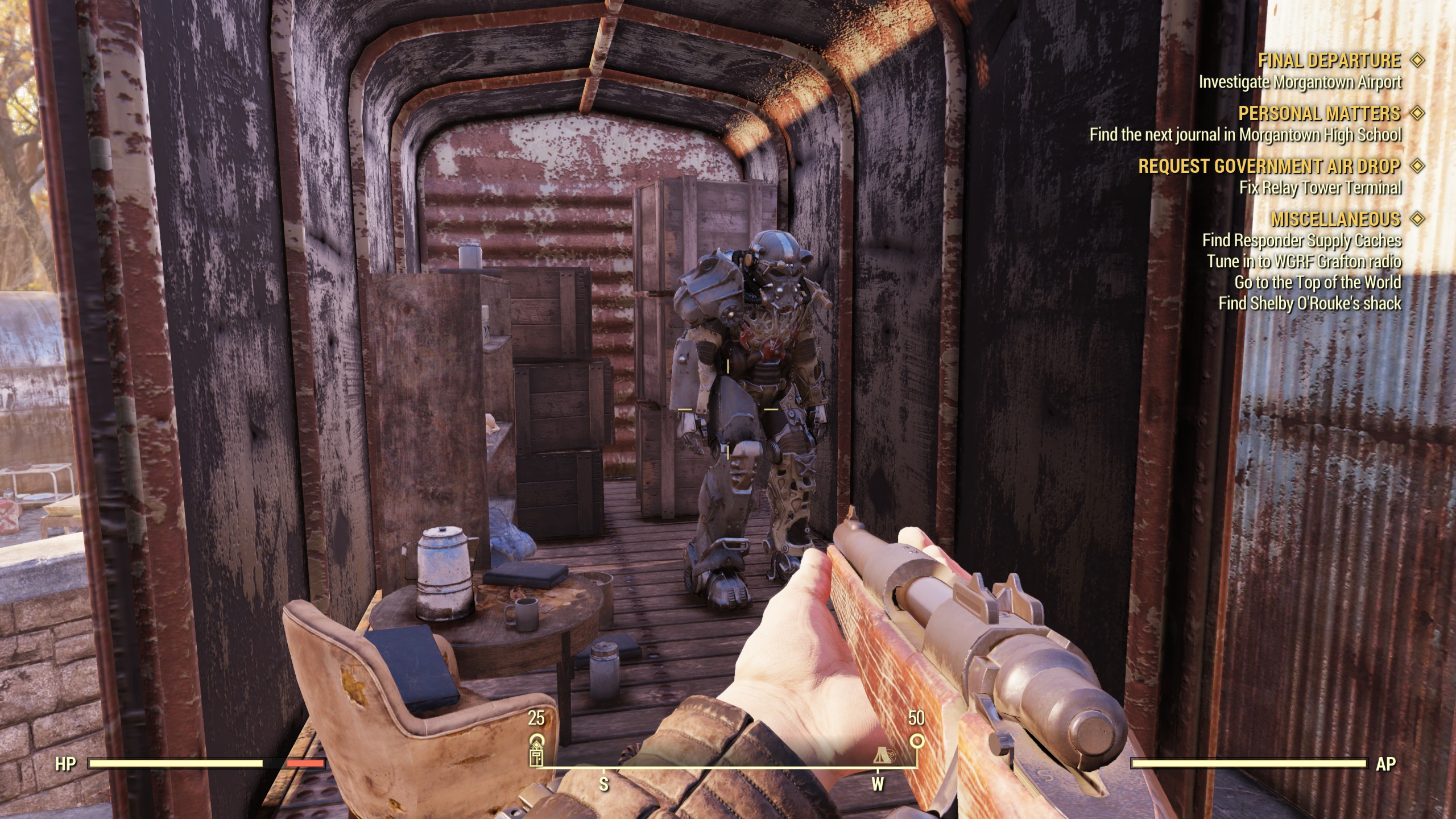 A Power Armor frame in Fallout 76.