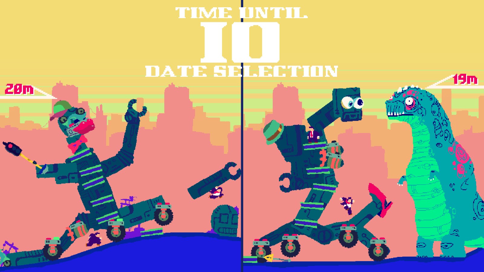Stoke the atomic fires of affection in free romantic construct ’em up Kaiju Super Datetech