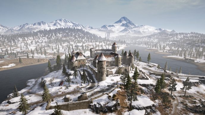 Aerial view of the Castle in Vikendi.