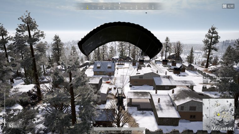 Player is about to land his parachute. Player is about to land his parachute.