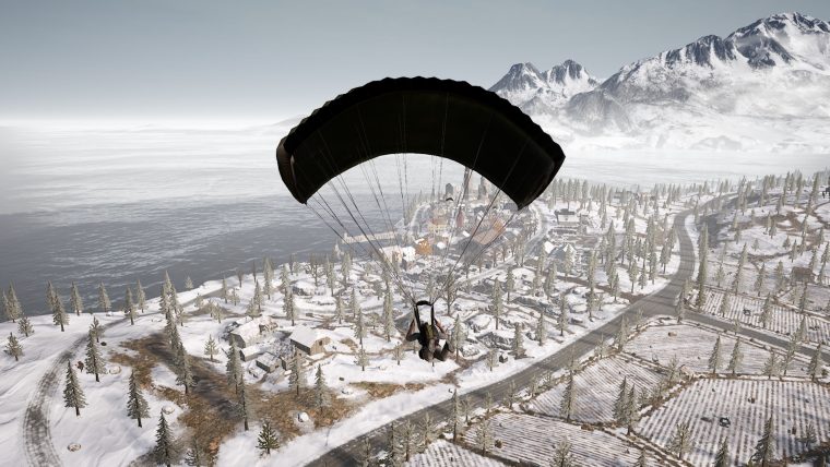 Player is parachuting in on a few shacks that are to the south of Dobro Mesto. There's decent loot in there for one player. Player is parachuting in on a few shacks that are to the south of Dobro Mesto. There's decent loot in there for one player.