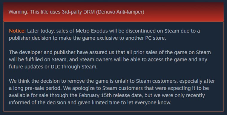 metro exodus steam cancelled why