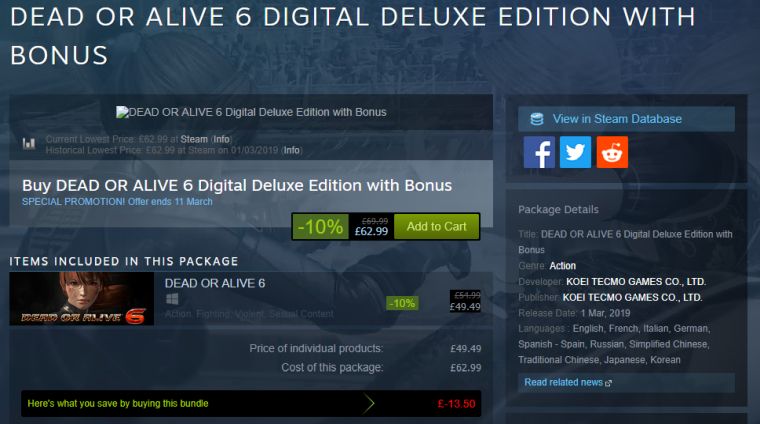 Buy Dead Or Alive 6 Digital Deluxe Edition Steam