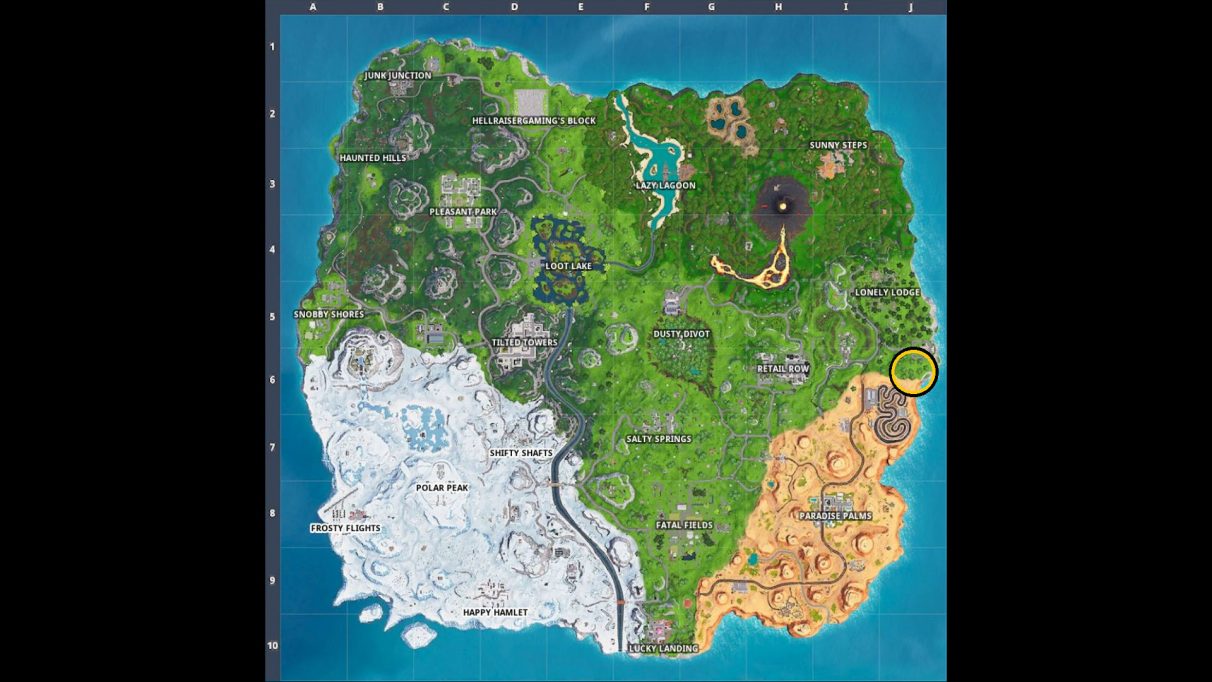 A map showing the location of the knife in the in-game map.