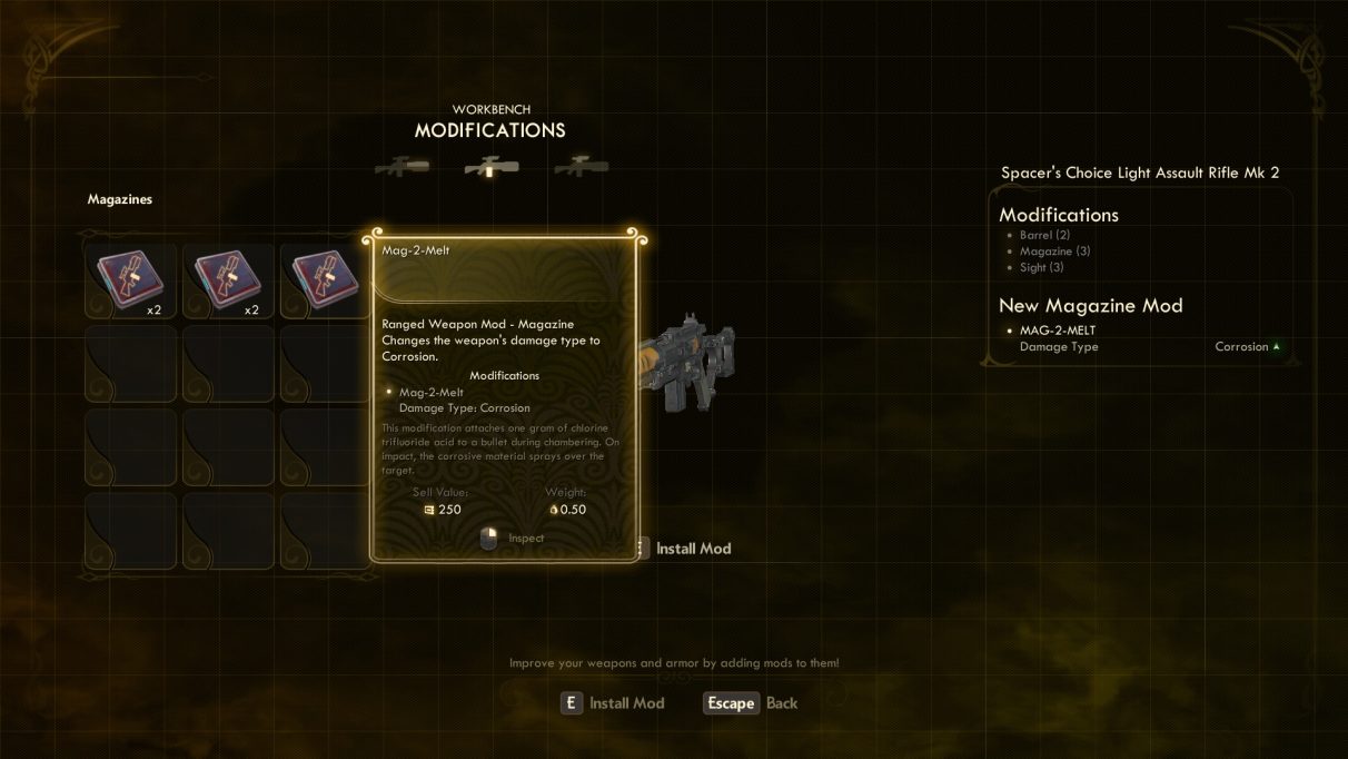 The Outer Worlds - How to Mod Weapons and Armor