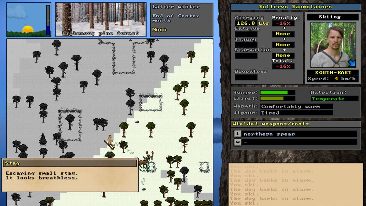 A screenshot of UnReal World, a complicated and old-fashioned survival game.