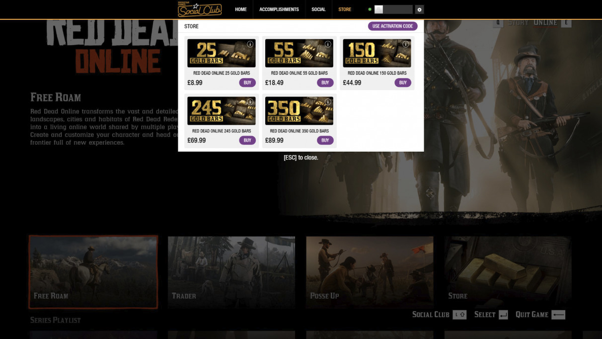 Buy RDR 2 Account, 1000 GOLD BARS, 100000$ CASH