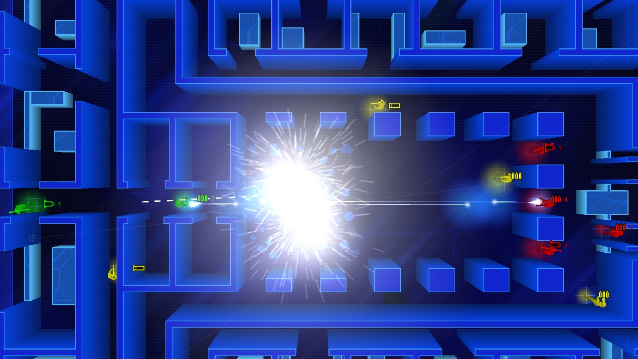 A screenshot showing an explosion of bullets in Frozen Synapse.