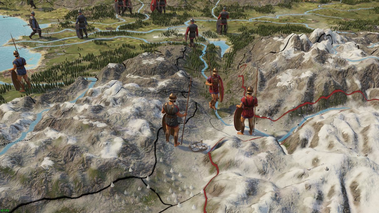 A screenshot showing your soldiers on the map of Imperator Rome.