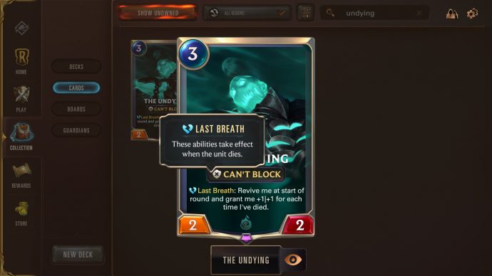 Runeterra keyword Last Breath