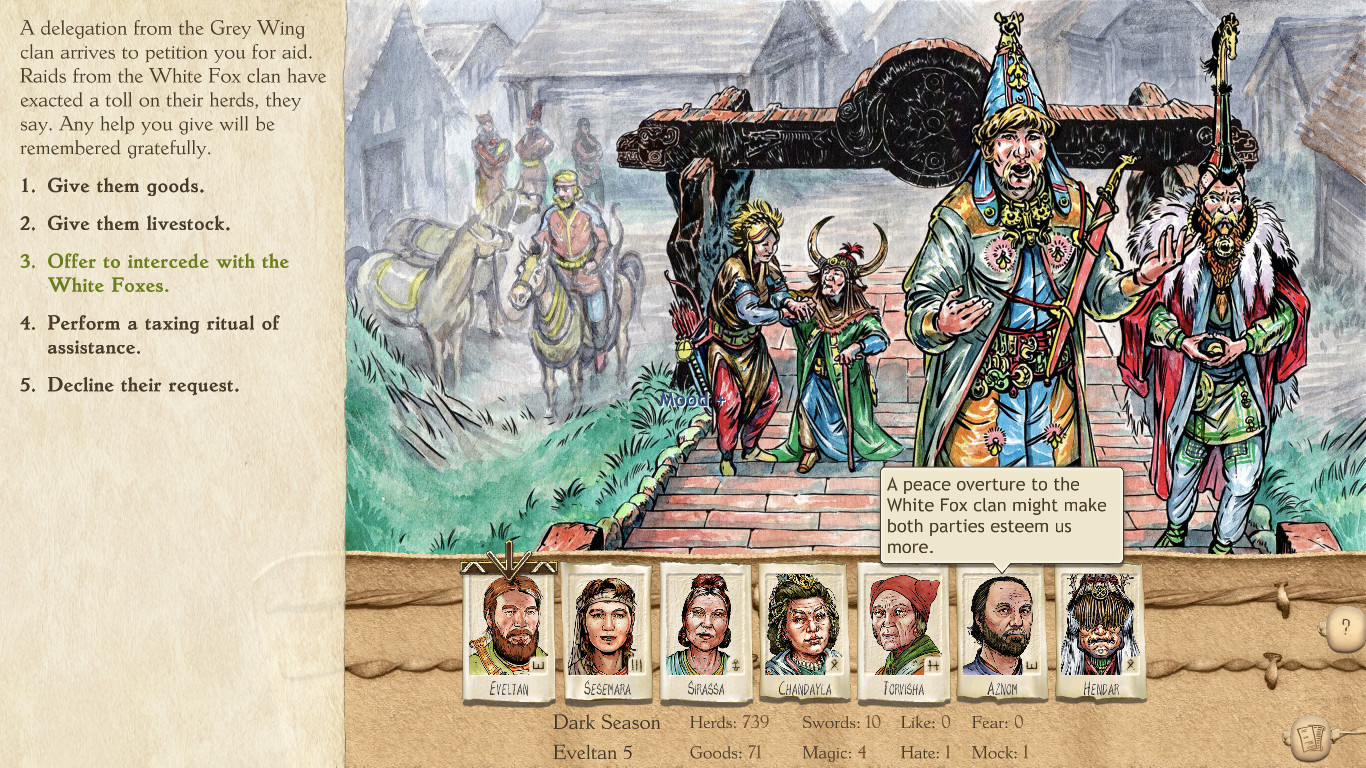 A screenshot of a clansman petitioning your leader in Six Ages Ride Like The Wind.