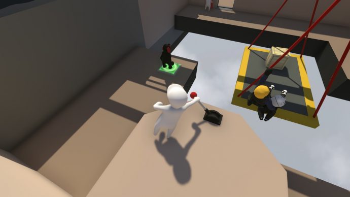 Изображение игрока, щелкающего выключателем в Human Fall Flat.