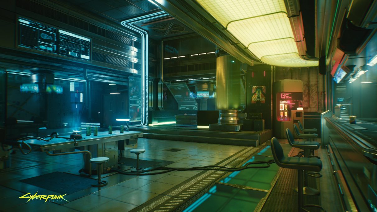 A screenshot of Cyberpunk 2077 with ray tracing enabled