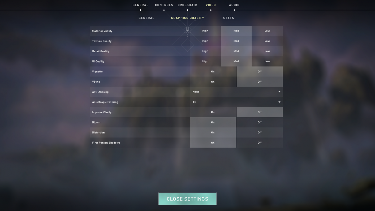 Valorant PC graphics quality settings