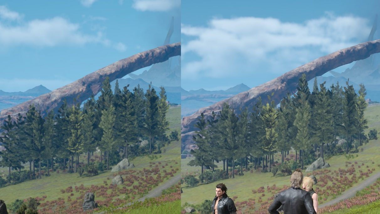 A close-up comparison of DLSS 1.0 in Final Fantasy XV