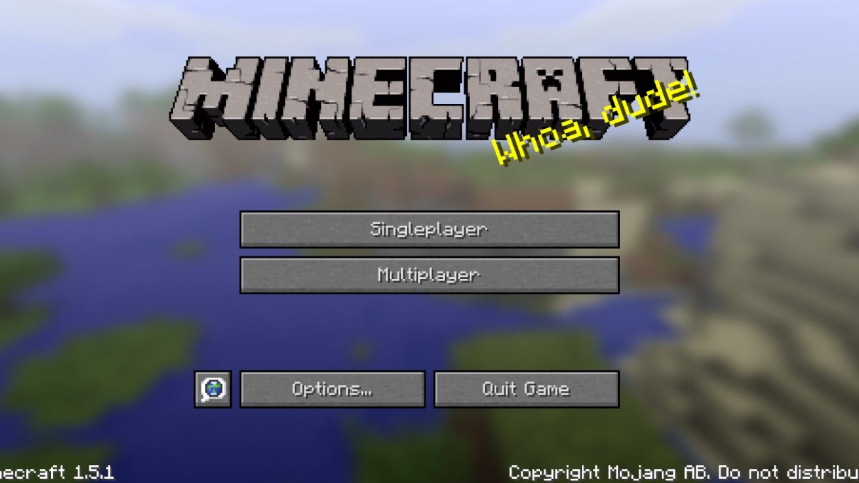 The old Minecraft title screen.