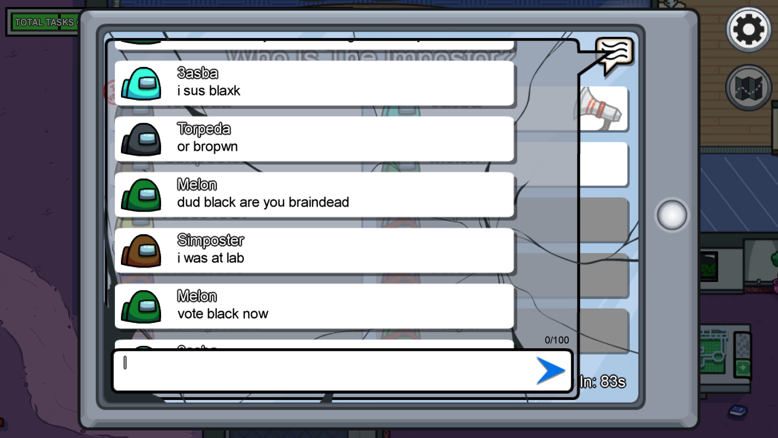 Among Us Chat Screen