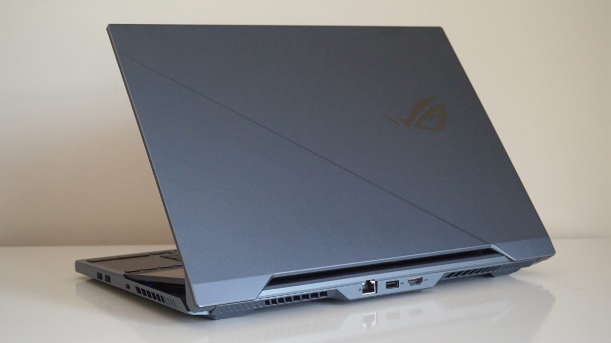 A photo showing the lid of the Asus ROG Zephyrus Duo 15.