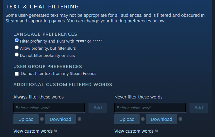 Steam adding optional chat filters for swears and slurs - 96