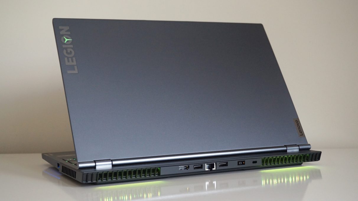 A photo showing the rear ports of the Lenovo Legion 7i.