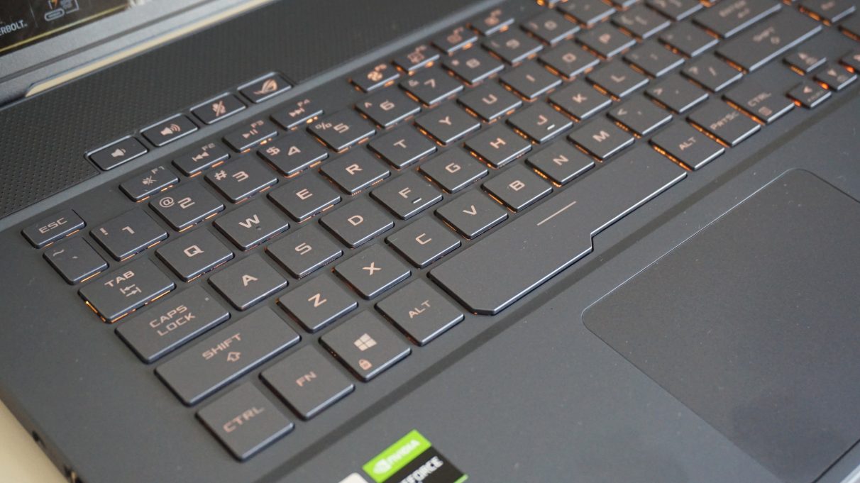 A photo of the Asus ROG Zephyrus M15's keyboard.