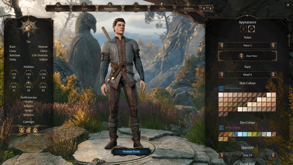 The average player character in Baldur's Gate III so far: a generic white man with brown hair