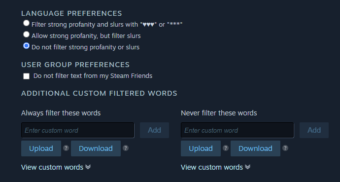 Steam Chat Filtering lets you block profanity and slurs - 14