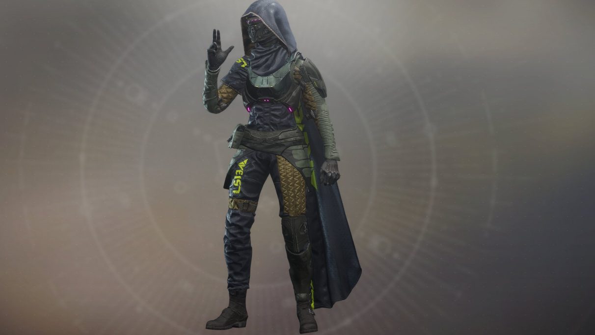 A tryhard Destiny hunter in the Veist armour set.