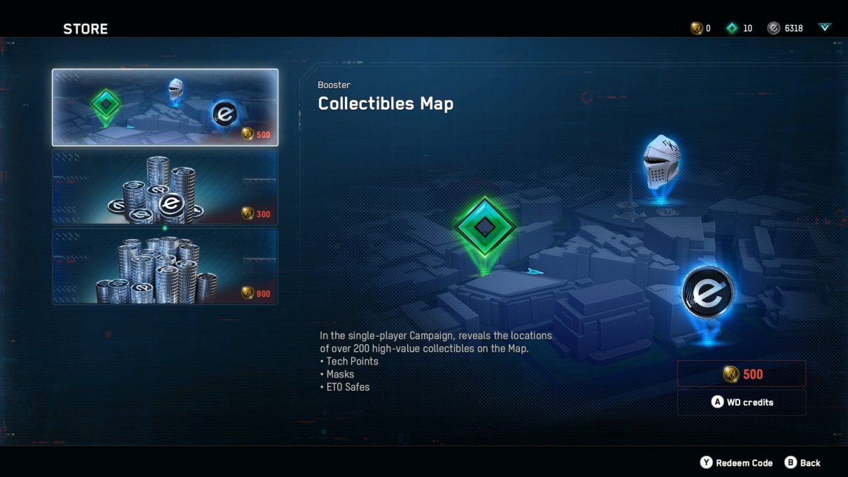 A map of collectibles sold in the Watch Dogs: Legion microtransaction store.