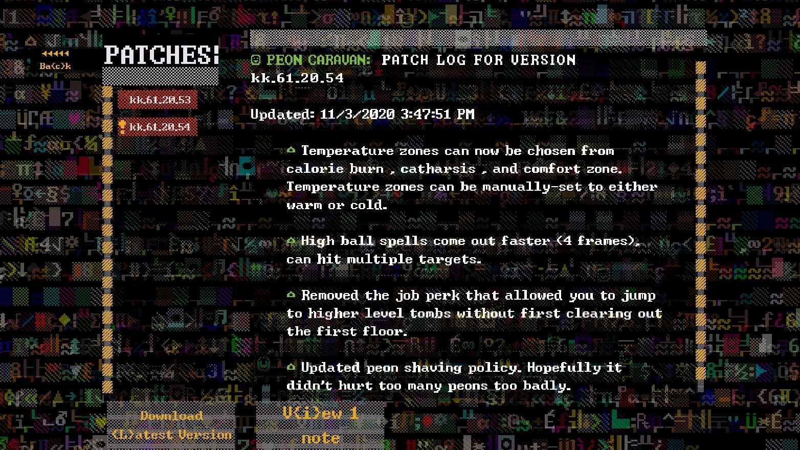 Menu New Game  is a game of fake menus that makes infinite RimWorld patch notes - 11