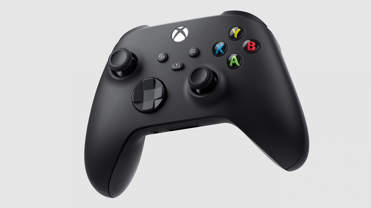 Photo of a black Xbox Series X controller.