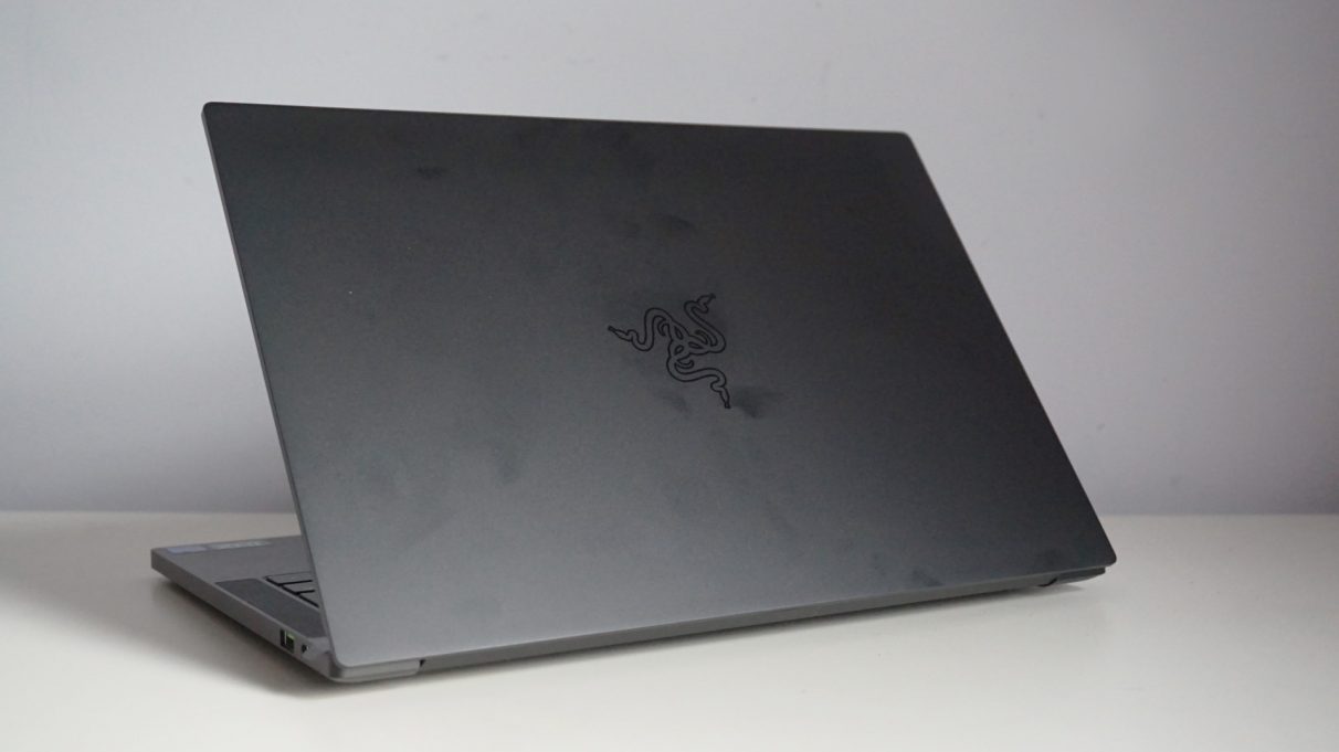 A photo of the Razer Blade Stealth 13 Late 2020 gaming laptop's rear lid