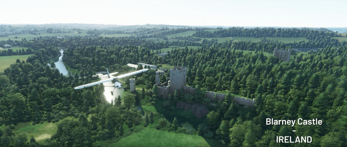 A screenshot of Blarney castle in Microsoft Flight Simulator.