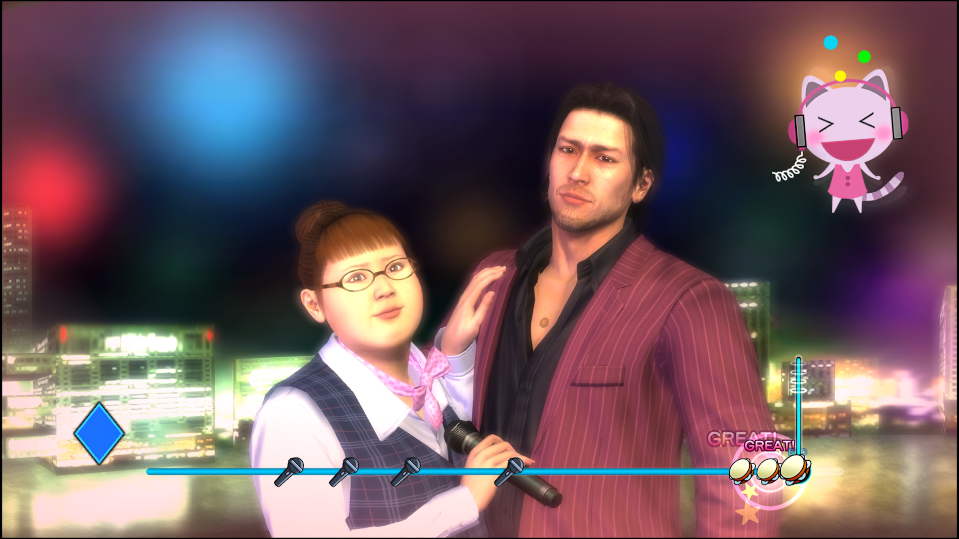 Yakuza 5- Karaoke: Bakamitai (Kiryu) [with and without Haruka] 